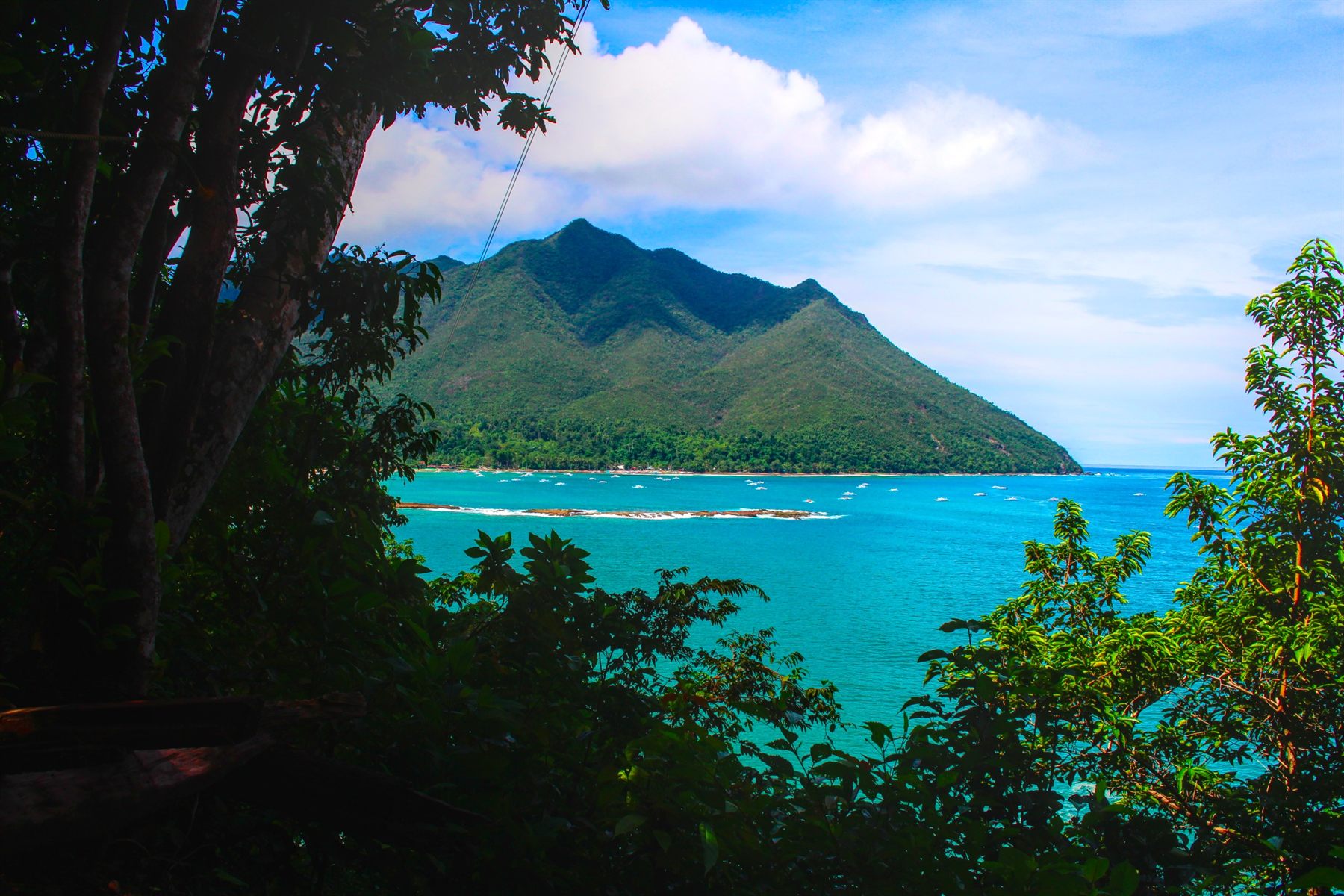 Turquoise bay framed by green mountains, Palawan, Philippines